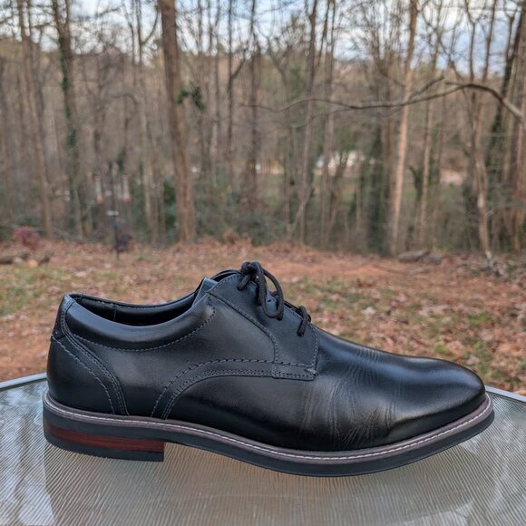 Men's Nunn Bush Centro Flex Plain Toe Oxford Black Leather Dress Shoes Size 13 - Picture 2 of 11